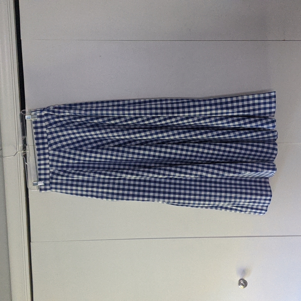 Blue and white gingham skirt